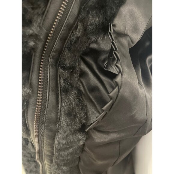 Adrienne Landau Women Front Zip Black Faux Fur Longline Coat with Pockets Size M - Picture 10 of 15